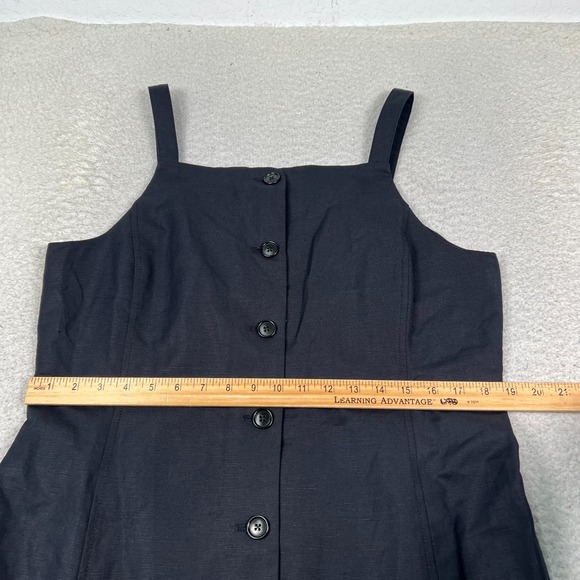 Alex Mill Linen Blend Mini Dress Womens XL Button‎ Front Sleeveless Casual Black - Picture 8 of 11